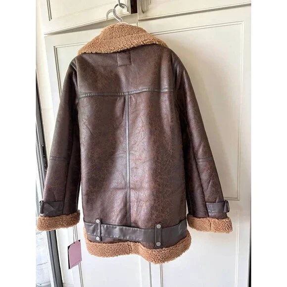 AVEC LES FILLES Faux Shearling Moto Jacket- SZ S & M- NWT - Picture 5 of 5